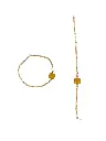 Elegant Gold Chain Bracelet RAKHI with Yellow Gemstone