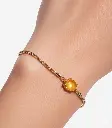 Elegant Gold Chain Bracelet RAKHI with Yellow Gemstone