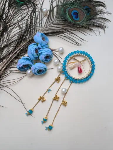 Fancy Designer Kalire Lumba Rakhi for Bhabhi | Bracelet Rakhi with Golden Latkan | Beaded Stone Work Rakhi for Sister-in-law